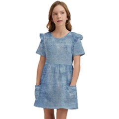 Denim,11 Kids  Frilly Sleeves Pocket Dress by nateshop