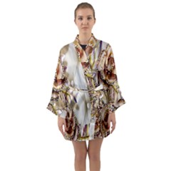 Butterfly Dreams, Bonito, Butterfly, Dream, Flower, Girly Long Sleeve Satin Kimono