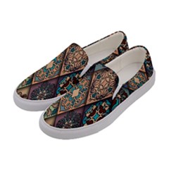 Flower Texture, Background, Colorful, Desenho, Women s Canvas Slip Ons by nateshop