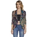 Flower Texture, Background, Colorful, Desenho, Women s 3/4 Sleeve Ruffle Edge Open Front Jacket View1