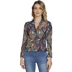 Flower Texture, Background, Colorful, Desenho, Women s Long Sleeve Revers Collar Cropped Jacket