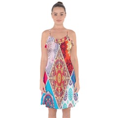 Mandala Pattern, Desenho, Designs, Glitter, Pattern Ruffle Detail Chiffon Dress by nateshop