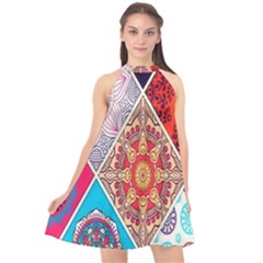 Mandala Pattern, Desenho, Designs, Glitter, Pattern Halter Neckline Chiffon Dress  by nateshop