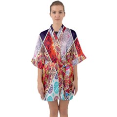 Mandala Pattern, Desenho, Designs, Glitter, Pattern Half Sleeve Satin Kimono  by nateshop