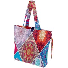 Mandala Pattern, Desenho, Designs, Glitter, Pattern Drawstring Tote Bag by nateshop