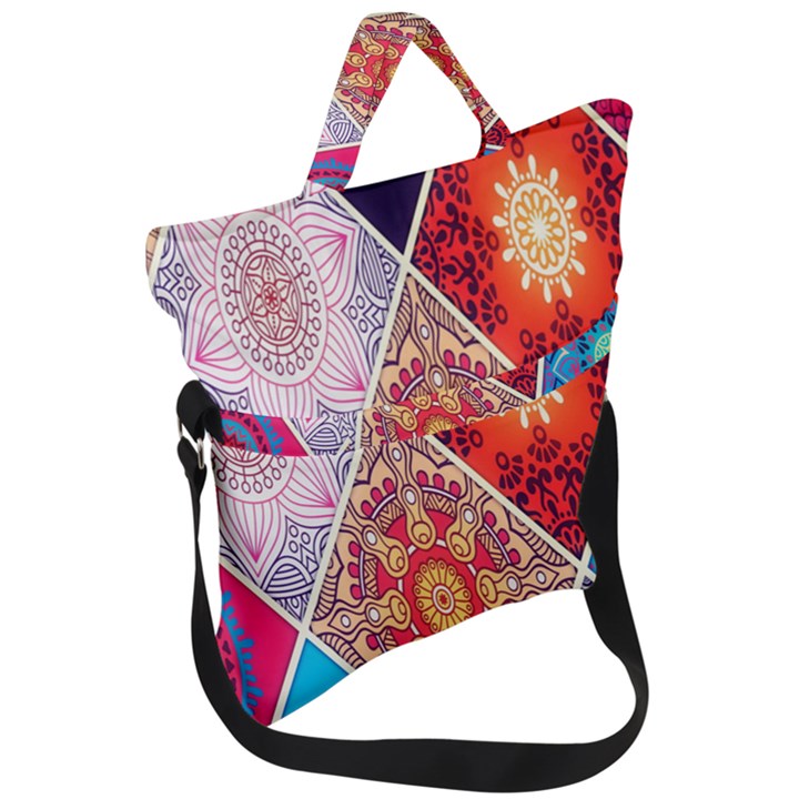 Mandala Pattern, Desenho, Designs, Glitter, Pattern Fold Over Handle Tote Bag