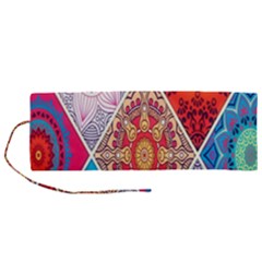 Mandala Pattern, Desenho, Designs, Glitter, Pattern Roll Up Canvas Pencil Holder (m) by nateshop