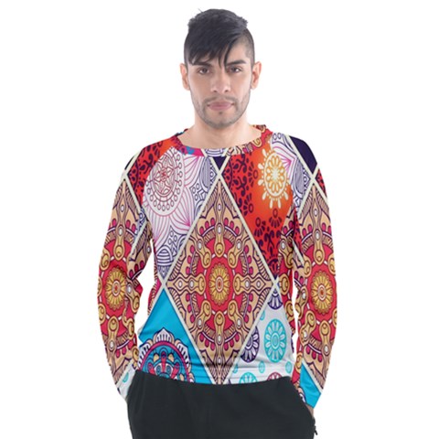 Mandala Pattern, Desenho, Designs, Glitter, Pattern Men s Long Sleeve Raglan T-shirt by nateshop