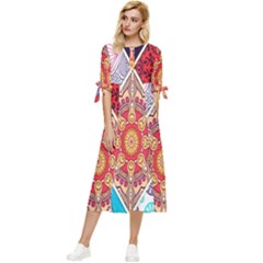 Mandala Pattern, Desenho, Designs, Glitter, Pattern Bow Sleeve Chiffon Midi Dress by nateshop