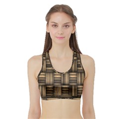 Brown Weaving Texture, Macro, Brown Wickerwork Sports Bra With Border by nateshop