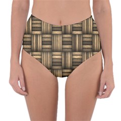 Brown Weaving Texture, Macro, Brown Wickerwork Reversible High-waist Bikini Bottoms by nateshop