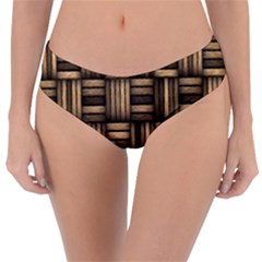 Brown Weaving Texture, Macro, Brown Wickerwork Reversible Classic Bikini Bottoms by nateshop