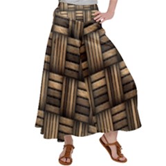 Brown Weaving Texture, Macro, Brown Wickerwork Women s Satin Palazzo Pants by nateshop