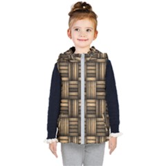 Brown Weaving Texture, Macro, Brown Wickerwork Kids  Hooded Puffer Vest by nateshop