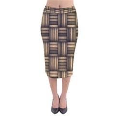 Brown Weaving Texture, Macro, Brown Wickerwork Velvet Midi Pencil Skirt by nateshop