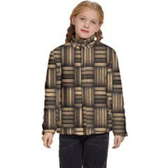 Brown Weaving Texture, Macro, Brown Wickerwork Kids  Puffer Bubble Jacket Coat by nateshop