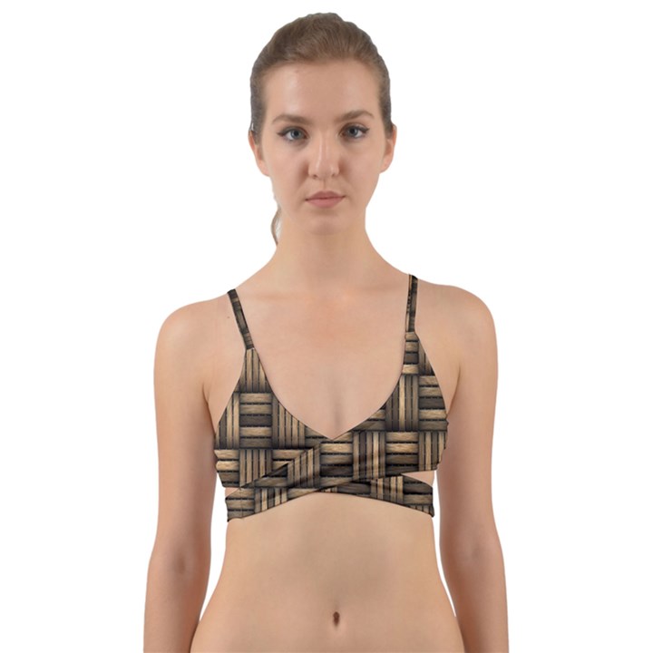 Brown Weaving Texture, Macro, Brown Wickerwork Wrap Around Bikini Top