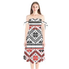 Bulgarian Shoulder Tie Bardot Midi Dress by nateshop