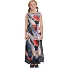 Koi Fish Nature Kids  Satin Sleeveless Maxi Dress by Ndabl3x