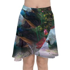 Peacock Art Painting Chiffon Wrap Front Skirt by Ndabl3x