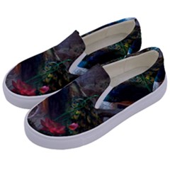 Peacock Art Painting Kids  Canvas Slip Ons by Ndabl3x