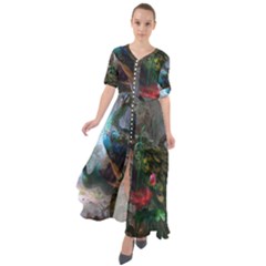 Peacock Art Painting Waist Tie Boho Maxi Dress by Ndabl3x