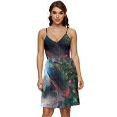 Peacock Art Painting V-neck Pocket Summer Dress  by Ndabl3x