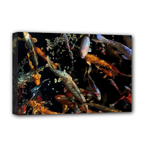 Shoal Of Koi Fish Water Underwater Deluxe Canvas 18  X 12  (stretched) by Ndabl3x