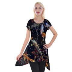 Shoal Of Koi Fish Water Underwater Short Sleeve Side Drop Tunic by Ndabl3x