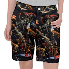 Shoal Of Koi Fish Water Underwater Women s Pocket Shorts by Ndabl3x