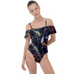 Shoal Of Koi Fish Water Underwater Frill Detail One Piece Swimsuit by Ndabl3x