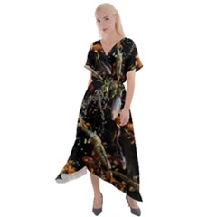 Shoal Of Koi Fish Water Underwater Cross Front Sharkbite Hem Maxi Dress by Ndabl3x