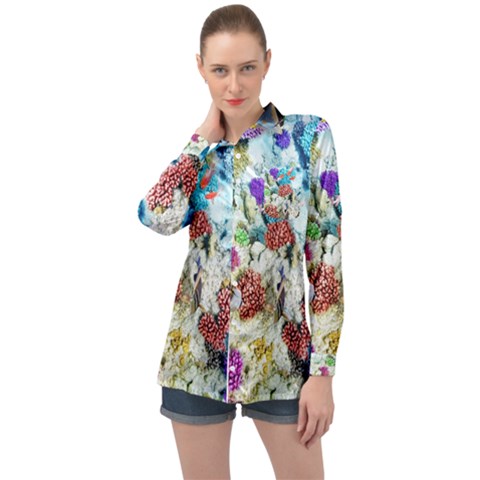 Fish The Ocean World Underwater Fishes Tropical Long Sleeve Satin Shirt by Ndabl3x