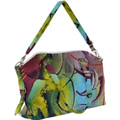 Detail Of A Bright Abstract Painted Art Background Texture Colors Canvas Crossbody Bag by Ndabl3x