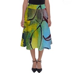 Detail Of A Bright Abstract Painted Art Background Texture Colors Perfect Length Midi Skirt by Ndabl3x