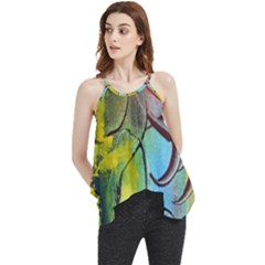 Detail Of A Bright Abstract Painted Art Background Texture Colors Flowy Camisole Tank Top by Ndabl3x