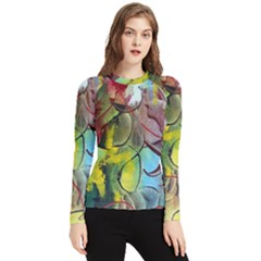 Detail Of A Bright Abstract Painted Art Background Texture Colors Women s Long Sleeve Rash Guard by Ndabl3x