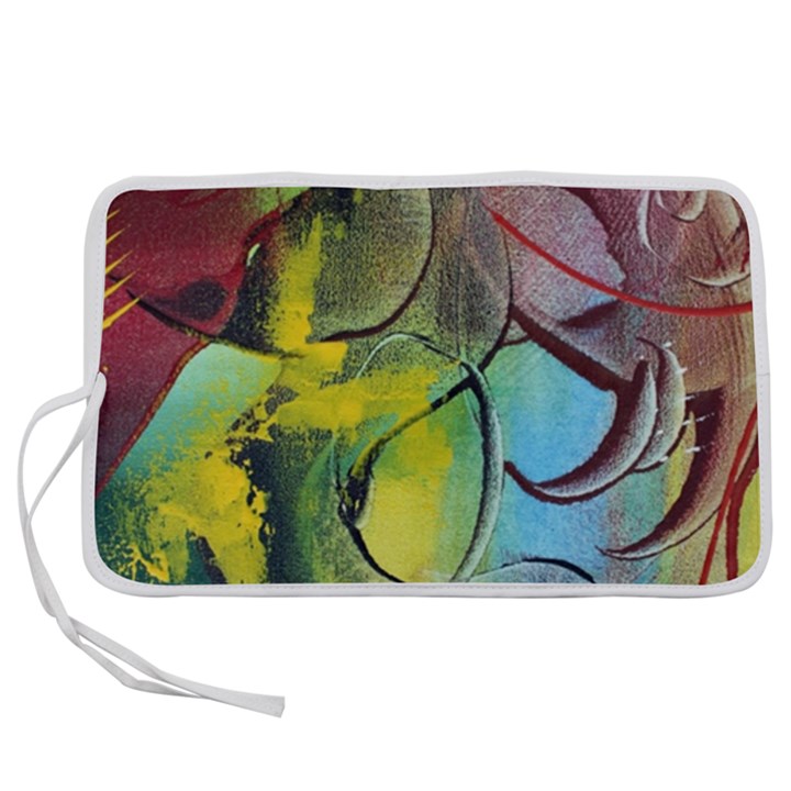 Detail Of A Bright Abstract Painted Art Background Texture Colors Pen Storage Case (S)