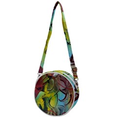 Detail Of A Bright Abstract Painted Art Background Texture Colors Crossbody Circle Bag by Ndabl3x