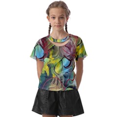 Detail Of A Bright Abstract Painted Art Background Texture Colors Kids  Front Cut T-shirt by Ndabl3x