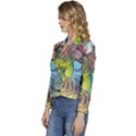 Detail Of A Bright Abstract Painted Art Background Texture Colors Women s Long Sleeve Revers Collar Cropped Jacket View2