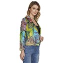 Detail Of A Bright Abstract Painted Art Background Texture Colors Women s Long Sleeve Revers Collar Cropped Jacket View3