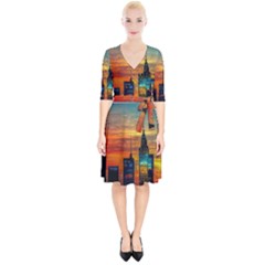 New York City Skyline Usa Wrap Up Cocktail Dress by Ndabl3x