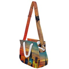 New York City Skyline Usa Rope Handles Shoulder Strap Bag by Ndabl3x