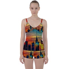 New York City Skyline Usa Tie Front Two Piece Tankini