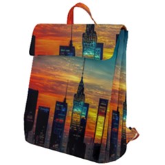 New York City Skyline Usa Flap Top Backpack by Ndabl3x