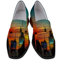 New York City Skyline Usa Women s Chunky Heel Loafers by Ndabl3x