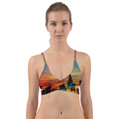 New York City Skyline Usa Wrap Around Bikini Top by Ndabl3x