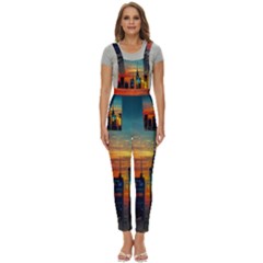 New York City Skyline Usa Women s Pinafore Overalls Jumpsuit by Ndabl3x