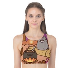 Pusheen Cute Fall The Cat Tank Bikini Top by Ndabl3x